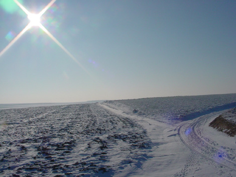 La plaine de Boneffe sous - 10° ce 10 janvier 2009 et sous soleil radieux