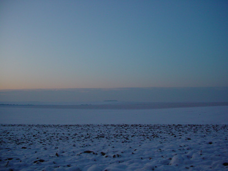 La plaine de Boneffe sous - 10° ce 10 janvier 2009 au coucher su soleil