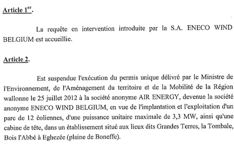 Rapport Conseil Etat Eoliennes de Boneffe 2013